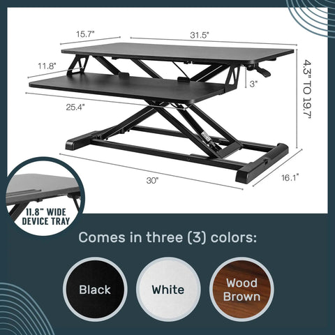 Black 32 Inch Adjustable Standing Desk Converter For Home Office Sit To Stand Desk Setup With Keyboard Tray And Dual Monitor Riser