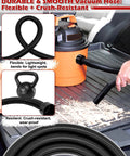 Heavy Duty 10 Ft Vacuum Hose Replacement With 2.25 In Cuff And 1.25 In Diameter connected to orange shop vac in car trunk