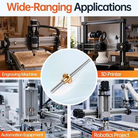 Wide-ranging applications of Straight Shooter T8 Acme Lead Screw Pair Matched With A High Precision Brass Nut For Ridiculously Smooth Linear Motion And 200Mm Stainless Steel Tr8X4