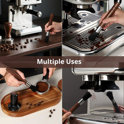 Two Pack Coffee Grinder Cleaning Brush With Natural Walnut Wood Handle And Black Boar Bristle For Grinders Espresso Machines Barista Tools Hanging Loop used in multiple cleaning scenarios