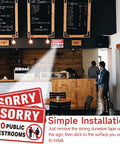 Two Pack No Public Restroom Signs For Biz And Home Self Adhesive Weatherproof Vinyl Stickers in coffee shop
