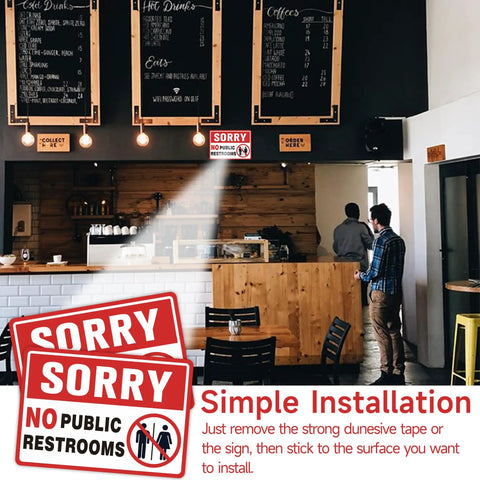 Two Pack No Public Restroom Signs For Biz And Home Self Adhesive Weatherproof Vinyl Stickers in coffee shop