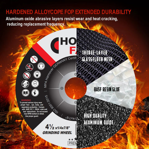 HOMO FABER 4-1/2 in depressed-center grinding wheel, 25-pack for metal and stainless steel, glass-fiber mesh