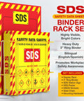 Wall Mounted SDS Station With 3 Inch Binder And Wire Rack OSHA GHS Safety Data Sheet Station Bilingual Labels Display Sign