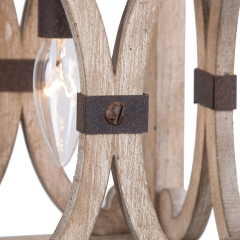 Close-up of rustic wood and metal geometric cage design on Farmhouse Wood Pendant Light With Geometric Cage Design For Dining Room And Kitchen Island Rustic Modern Farmhouse Pendant Lighting With Easy Install 8 Inch Length Ceiling Fixture For A Cozy Chic Home
