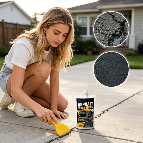 Heavy Duty Concrete Crack Filler Zero Hassle Quick Dry Sealer For Driveways And Patios waterproof patch kit in use.