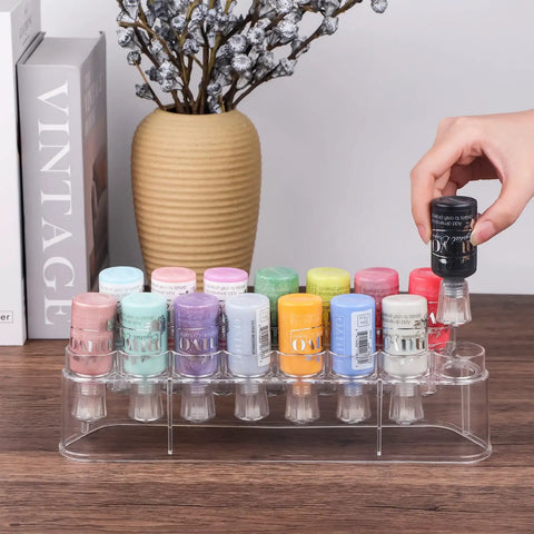 Slick Ace Clear Storage Rack And Organizer For Craft Paint Bottles And Blending Tools Holding Fifteen Upside Down Jars With A Rugged Polycarbonate Shell Sweet For Compact Desks Daily