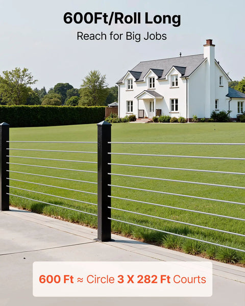 One Eighth Inch Stainless Steel Cable Railing Kit with Six Hundred Feet of 316 Marine Grade Wire used on outdoor fence