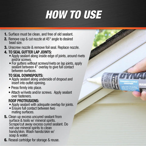 Dynaflex Gutter And Narrow Seam Advanced Elastomeric Waterproof Sealant White 4.5 Oz Works Like A Champ On Gutters Downspouts Joints Flashings And Ducts With Strong Multi Surface Adhesion And Flexible Weatherproofing