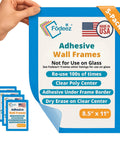 8.5 By 11 Inch Peel And Stick Adhesive Wall Frames Pack Of 5 In Blue, showcase with text and features, hand-held view