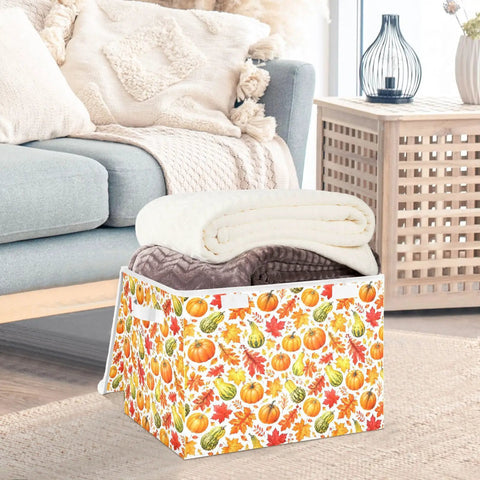 Top Shelf Foldable Storage Bin With Snug Flip Top Lid And Reinforced Handles For Bedroom Closet Organization Collapsible Fabric Cube filled with blankets.
