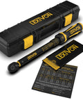 Quarter Inch Drive Torque Wrench With Dual Scale 30 To 250 Inch Pounds And 3.4 To 28.2 Newton Meters Pre Calibrated For Precision With Serial Numbered Calibration Certificate Premium Rubber Grip Handle Deluxe Hybrid Case in case with certificate
