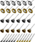 36-piece brass and stainless steel wire brush polishing wheel kit for rotary tools