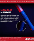 Close-up of non-slip grip handle on 3 Lb Dead Blow Hammer With Non Marring Polyurethane Head, Steel Shot Filled For Rebound Free Strikes.