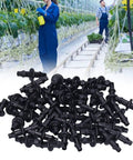Super Easy Drip Irrigation Connectors And Repair Kit With 200 Pieces Of Soaker Hose Fittings For Garden Flower Pots And Lawn No Knots Needed, black ABS barbed fittings