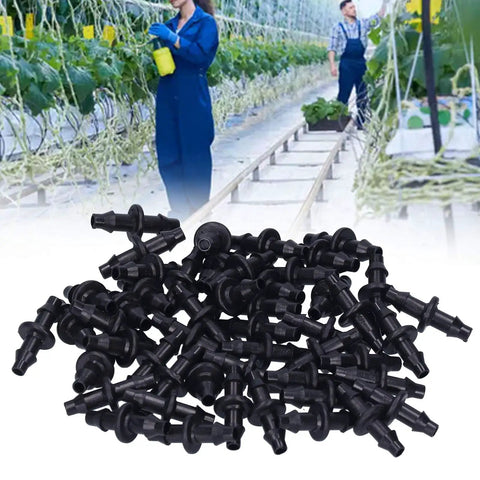 Super Easy Drip Irrigation Connectors And Repair Kit With 200 Pieces Of Soaker Hose Fittings For Garden Flower Pots And Lawn No Knots Needed, black ABS barbed fittings