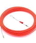128 Ft Fish Tape Wire Puller For Wall And Ceiling Wiring With Fastener, durable polyester fiber fishing cord in bright red.
