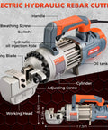 Heavy Duty 3/4 Inch Electric Hydraulic Rebar Cutter RC20B with cutting blade, hydraulic oil hole, and adjustable cylinder.