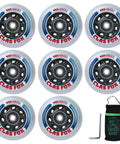 Inline Skate Replacement Wheels With ABEC 9 Bearings And Floating Spacers For 72mm And 76mm Skates 85A Indoor Outdoor 8 Pack