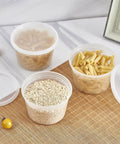 16-Ounce To-Go Food Storage Containers With Lids, BPA Free, Leakproof Microwave Safe filled with pasta and grains on table