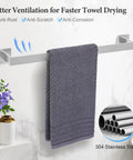 Brushed Stainless Steel 4 Piece Bathroom Hardware Set Wall Mounted With Towel Bar showing rust resistant SUS304 finish