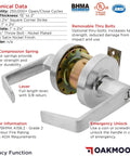 Privacy Locking Door Lever For High Traffic Offices And Industrial Restrooms, Heavy Duty Grade 2 Built To Last Commercial Door Handle With Lock