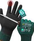 ANSI A4 Cut Resistant Work Gloves For Men With Micro Nitrile Coated Palms Touchscreen Ready Anti Slip Grip Durable Safety Gear 6 Pairs Large
