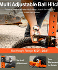 Multi Adjustable Ball Hitch being configured by hand, suitable for SuperHandy Electric Trailer Dolly With 7500 Lb Capacity.