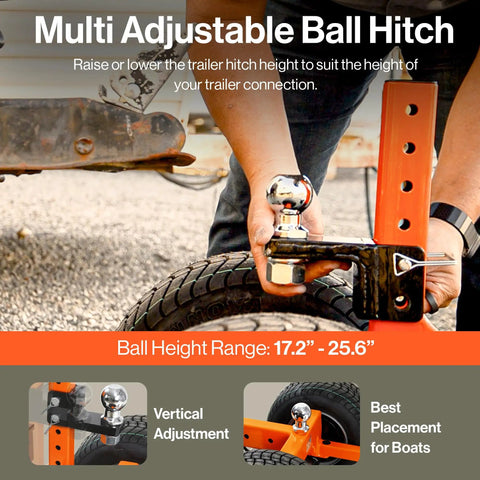 Multi Adjustable Ball Hitch being configured by hand, suitable for SuperHandy Electric Trailer Dolly With 7500 Lb Capacity.