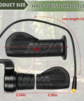Half Twist Ebike Throttle Grip With Waterproof Three Pin Plug For Electric Scooters And Motorcycles Precision Acceleration Control durable rubberized housing showing dimensions of 4.6in, 2.55in, and 2.95in.