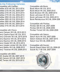 AW5103 Water Pump Replacement For Buick, Cadillac, Chevy, GMC engines compatibility chart and product image