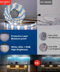 Comparison of LED light strips, showcasing Smart Multicolor LED Light Strip Kit 10M 32.8ft RGBW With Smart Hub and off-brand version.
