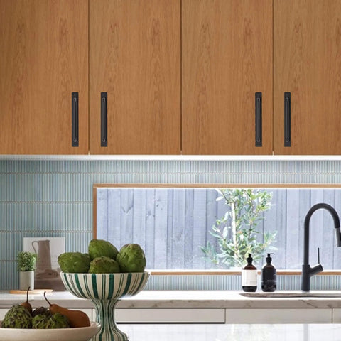 Kitchen cabinets with 2 Pack Black Barn Door Handles With Plate For Sliding Closet Doors 7.5 Inch Hole Center 8.35 Inch Overall Length Zinc Alloy Barn Hardware Rust Resistant Comfortable Grip Cabinet And Door Accessory.