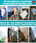 Electric Stair Climbing Hand Truck Dolly for moving heavy furniture up stairs with secure belt, ideal for home or office moves