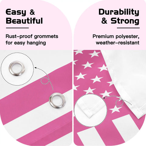 Pink American Flag 3x5 Ft Personalize With Your Own Image Logo Or Text Single Or Double Sided Flag with grommets and polyester material