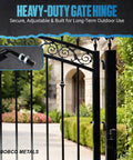 Heavy Duty 5/8 Inch Weld On Gate Hinges For Driveway And Fence Gates, Steel With Rust Resistant Black Powder Coat Finish, Built Tough For Outdoor Use, 4 Pack, Each Pair Supports Up To 300 Lb on black metal driveway gate