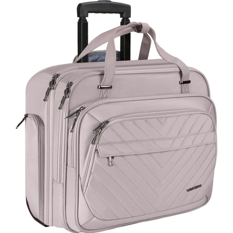 Rolling Laptop Bag For Women With Wheels 15.6 Inch Rolling Briefcase Water Repellent Overnight Computer Bag With RFID Pockets