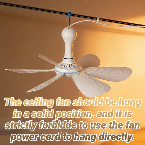 Kick Serious Summer Swelter With This Travel Foldable Ceiling Fan For Cruise Cabins And Campers housing six silent blades, mounted in a solid position.