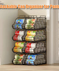 Eight Pack Can Organizer For Pantry And Fridge, Stackable Wire Shelf Rack Holds Up To Seventy Two Cans, Space Saving