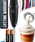 Ultra Fast Handheld Milk Frother Wand With Duracell Batteries For Rich Coffee Foam In Seconds, Electric Whisk For Lattes