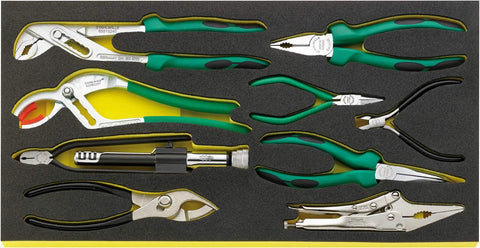 163-Piece Pro-Grade AOG Aircraft Maintenance Tool Kit pliers set in foam inlay for quick secure access, Germany made