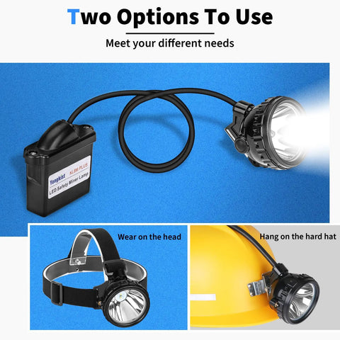 Rechargeable Mining Headlamp With 1 Main LED And 2 Auxiliary LEDs, Ultra Bright Cap Lamp, Waterproof And Explosion Proof Miner Light, Hard Hat Head Torch For Coal Mining, Hunting, Fishing, Camping, Hiking And Outdoor Work