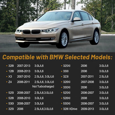Dead Nuts Reliable Electric Water Pump For BMW 328i 325i X5 X3 528i Direct Replacement Assembly displayed on a BMW car.