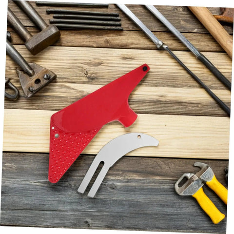 Red Table Saw Guard Shell With Material Separating Knife, Universal Dustproof Safety Cover on a wooden workshop surface.