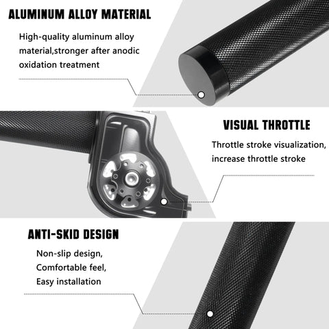 Close-up of Seven Eighths Inch CNC Aluminum Quick Twister Throttle Grip With Cable featuring alloy material and anti-skid design.