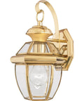 Newbury Outdoor Wall Lantern 12 Inch 1 Light Polished Brass Sconce With Clear Beveled Glass French Country Exterior Light