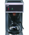 Pro Tier Commercial Pourover Coffee Brewer 64 Oz Single Station with insulated warmer shelf and glass carafe.