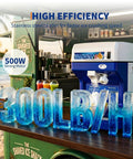 Pro Grade Ice Shaver Crusher With 300 Lbs Per Hour Capacity 500W Tabletop Snow Cone Machine in use at a beachside stall