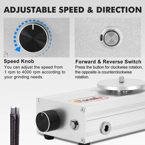 Beast Engraving Knife Sharpening Machine With 4000 RPM Copper Motor showing speed knob and forward reverse switch