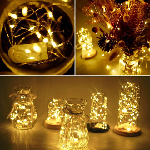 Pack Of 20 Fairy String Lights 6.6ft Battery Operated Silver Copper Wire With 20 LEDs Starry Warm White in decorative bottles